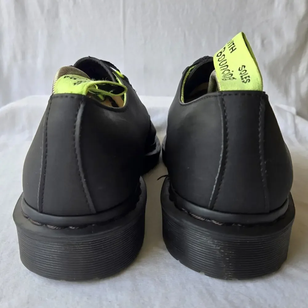Dr Martens Ramsey Alt Creeper Men's Leather Oxfords Black/Neon Green Size 12